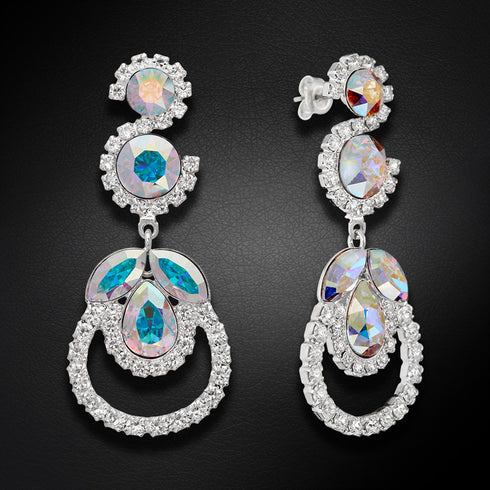 Kāzu auskari "J'Adore III (Aurora Borealis)" ar Swarovski™ kristāliem